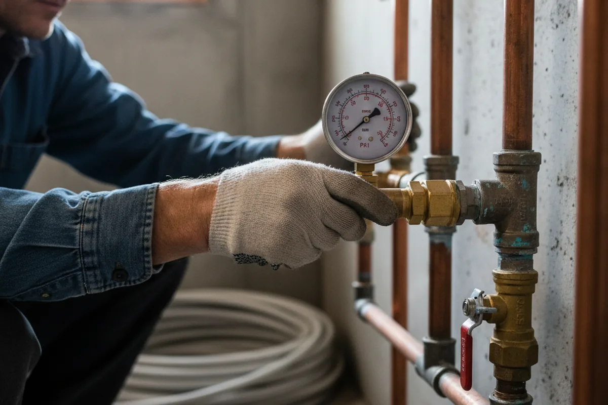 Pressure testing a repaired line during Water Line Repair in Axton